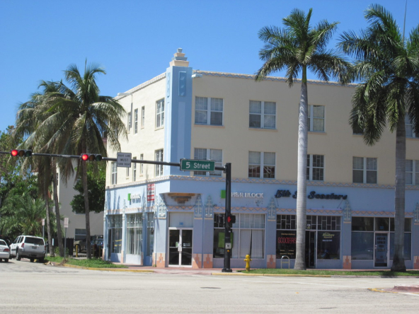 Palm-lined South Florida residential street